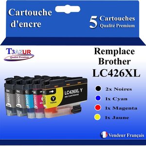T3AZUR- 5x Cartouche compatible avec Brother LC426 XL pour Brother MFC-J4335DW MFC-J4340DW MFC-J4340DWE
