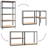 vidaXL Étagères à 5 niveaux 3Pièces Anthracite Acier et bois d'ingénierie