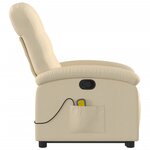 vidaXL Fauteuil inclinable de massage Crème Tissu