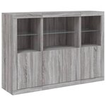 vidaXL Buffets avec lumières LED 3 Pièces sonoma gris bois d'ingénierie