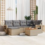 vidaXL Salon de jardin avec coussins 7Pièces mélange beige résine tressée