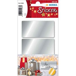 Sticker de Noël  rectangulaire  26 x 54 mm  argent HERMA
