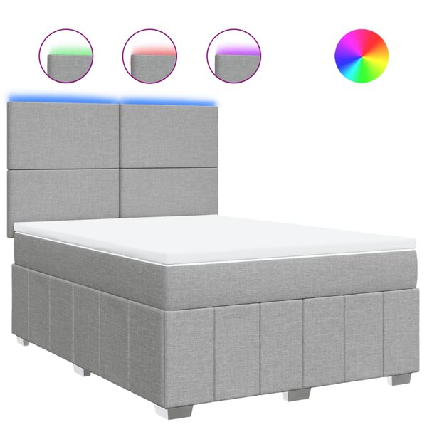 vidaXL Sommier à lattes de lit avec matelas Gris clair 160x200cm Tissu