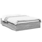 vidaXL Cadre de lit sonoma gris 135x190 cm bois d'ingénierie