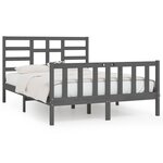vidaXL Cadre de lit Gris Bois massif 150x200 cm Très grand