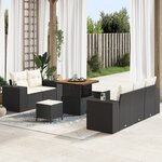 vidaXL Ensemble de canapé de jardin 8 pièces avec coussins en poly rotin noir acacia