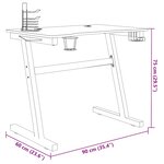 vidaXL Bureau de jeu à LED avec pieds en forme de Z Noir 90x60x75 cm