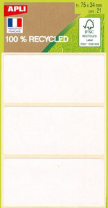 Étiquettes Autocoll. Blanche 75x34mm 100 recyclé