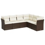 vidaXL Salon de jardin avec coussins 6 Pièces marron résine tressée