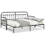 Cadre de lit daybed vidaXL avec lit gigogne Noir 90x200 cm en acier