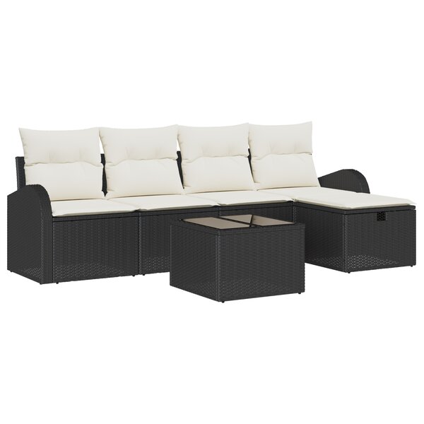 Ensemble de Canapés de Jardin 6 pièces vidaXL avec Coussins Noir Rattan