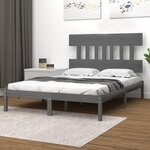 vidaXL Cadre de lit Gris Bois massif 140x190 cm