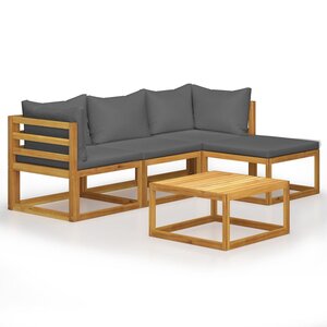vidaXL Salon de jardin 5 Pièces avec coussins Bois d'acacia solide