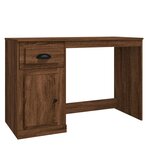 Bureau table poste de travail meuble d'ordinateur informatique étude avec tiroir chêne 115 x 50 x 75 cm bois d'ingénierie brun 02_0023448