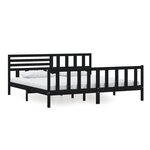 vidaXL Cadre de lit Noir Bois massif 200x200 cm