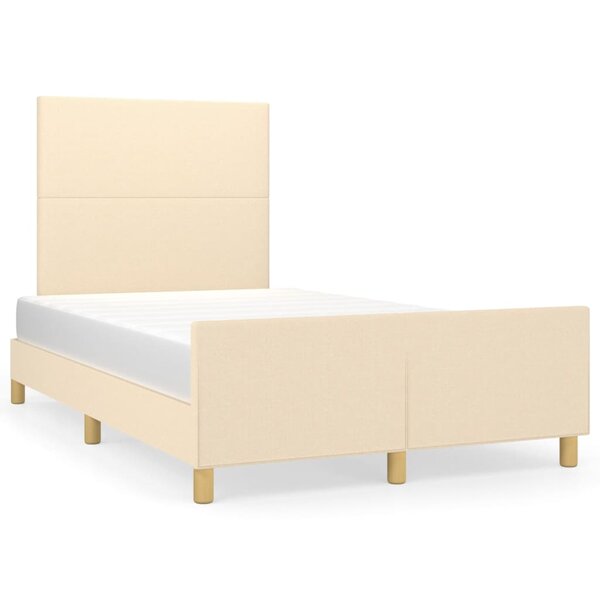 vidaXL Cadre de lit avec tête de lit Crème 120x200 cm Tissu