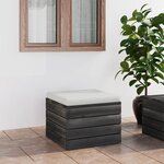 vidaXL Repose-pied palette de jardin avec coussin Bois de pin