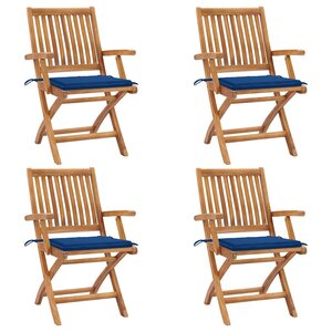 vidaXL Chaises pliables de jardin avec coussins lot de 4 Teck solide