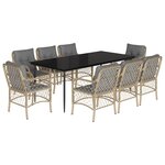 vidaXL Ensemble à manger de jardin et coussins 9 Pièces mélange beige