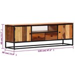 vidaXL Meuble TV 120 x 30 x 40 cm Bois de récupération massif et acier
