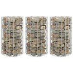 vidaXL Lit surélevé à gabion circulaire 3 Pièces Acier galvanisé Ø30x50cm