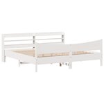 vidaXL Cadre de lit et tête de lit blanc 180x200 cm bois de pin massif