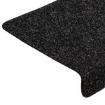 vidaXL Tapis d'escalier 15 Pièces Tissu aiguilleté 65x21x4 cm Noir