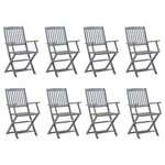 vidaXL Chaises pliables d'extérieur 8 Pièces Bois d'acacia solide