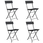 vidaXL Chaises de bistrot pliantes lot de 4 Noir Résine tressée acier