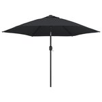 vidaXL Parasol d'extérieur avec poteau en métal 300 cm Noir