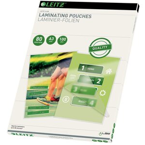 Leitz pochette de plastification 80 microns a3 100 pièces
