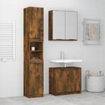 vidaXL Ensemble d'armoires de salle de bain 3 Pièces chêne fumé