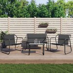 vidaXL Salon de jardin avec coussins 4 Pièces anthracite acier