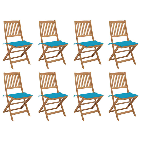 vidaXL Chaises pliables d'extérieur avec coussins 8 Pièces Bois d'acacia