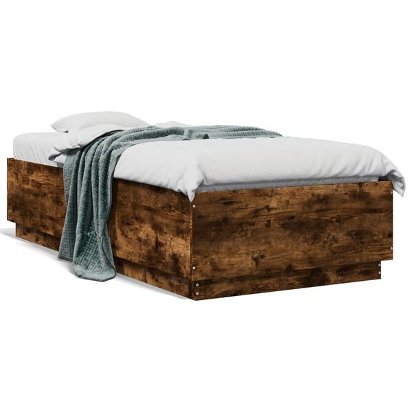 vidaXL Cadre de lit sans matelas chêne fumé 90x190 cm