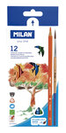 Crayons de couleur triangulaires aquarellables 12 pièces + pinceau