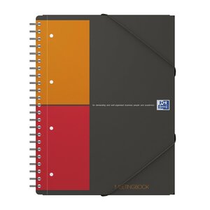 Cahier MEETINGBOOK spirales 160 pages perforées 80g 5x5 21x31 8cm Gris OXFORD