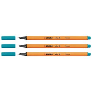 Stylo-Feutre POINT 88 Pointe Fine 0 4 mm bleu clair x 3 STABILO