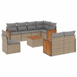 vidaXL Salon de jardin avec coussins 9 Pièces beige résine tressée