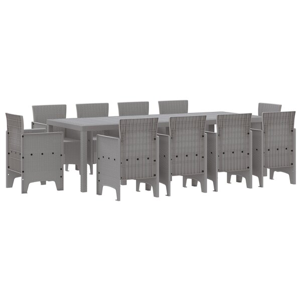 vidaXL Ensemble de Salle à Manger de Jardin 11 pièces Gris Poly Rattan