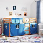 vidaXL Lit superposé avec rideaux bleu 90x200 cm bois pin massif