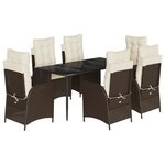 vidaXL Ensemble à manger de jardin et coussins 7 Pièces marron rotin