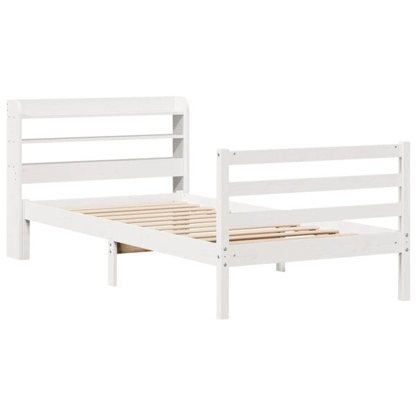 vidaXL Cadre de lit avec tête de lit blanc 90x190cm bois de pin massif