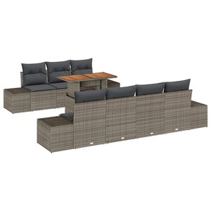 vidaXL Ensemble de canapé de jardin 8 Pièces Gris Poly rotin