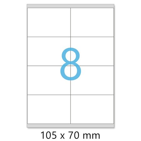 Lot de 500 planches a4 de 8 étiquettes multi-usages a7 format 105 x 70 mm = 4000 étiquettes