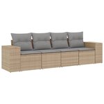 vidaXL Salon de jardin avec coussins 4 Pièces beige résine tressée