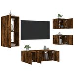 vidaXL Unités murales TV avec LED 5 Pièces chêne fumé bois d'ingénierie