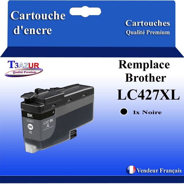T3AZUR- Cartouche compatible avec Brother LC427 XL pour Brother MFC-J6957DW MFC-J6957DWT MFC-J6959DW Noire