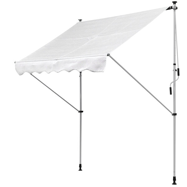 Store banne manuel rétractable 2L x 1 5l x 1 7-2 8H m inclinaison réglable installation rapide métal alu polyester blanc