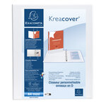 Classeur Personnalisable Rigide 2 Poches Kreacover - 4 Anneaux En D 30mm - A4 Maxi - Blanc - X 10 - Exacompta